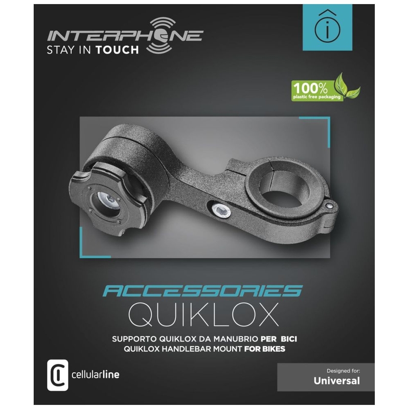 Quiklox Soporte para interfono con soporte para manillar negro