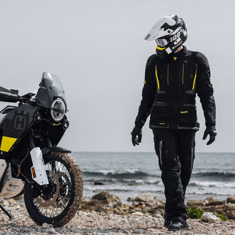 Chaqueta de moto Rebelhorn Patrol negro-gris-amarillo fluo