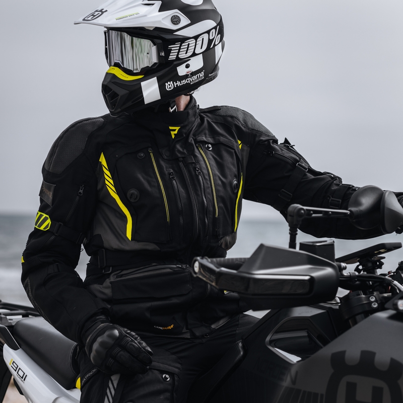 Chaqueta de moto Rebelhorn Patrol negro-gris-amarillo fluo