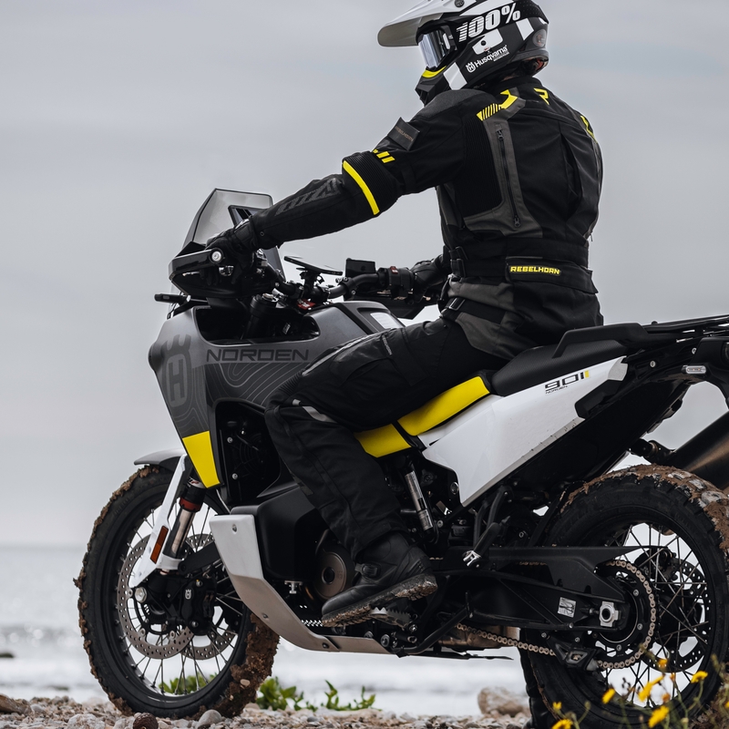 Chaqueta de moto Rebelhorn Patrol negro-gris-amarillo fluo