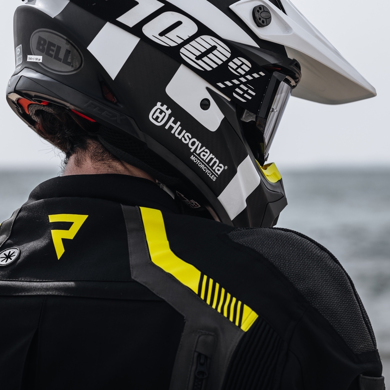 Chaqueta de moto Rebelhorn Patrol negro-gris-amarillo fluo