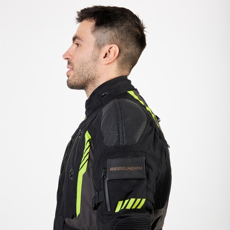 Chaqueta de moto Rebelhorn Patrol negro-gris-amarillo fluo