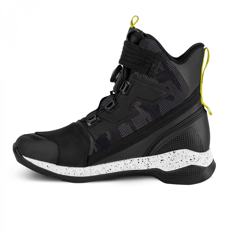 Botas de moto Shima Takeshi negras-camuflaje-amarillo fluo