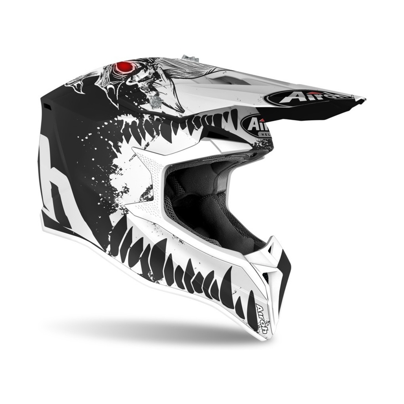Casco de motocross infantil Airoh Wraap Youth Beast negro y blanco