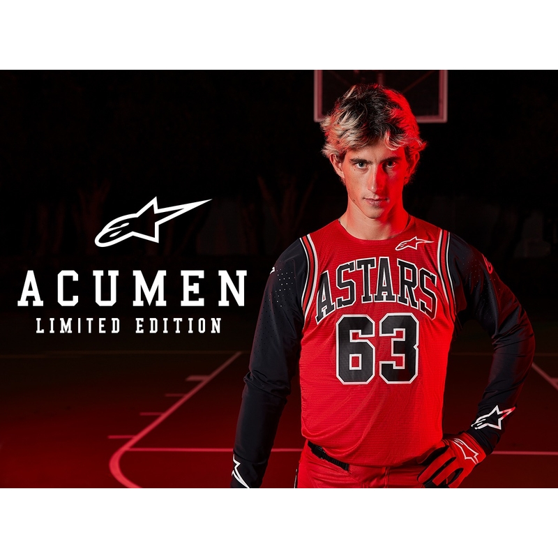 Camiseta de motocross Alpinestars Racer Acumen de edición limitada en rojo, negro y blanco para niños