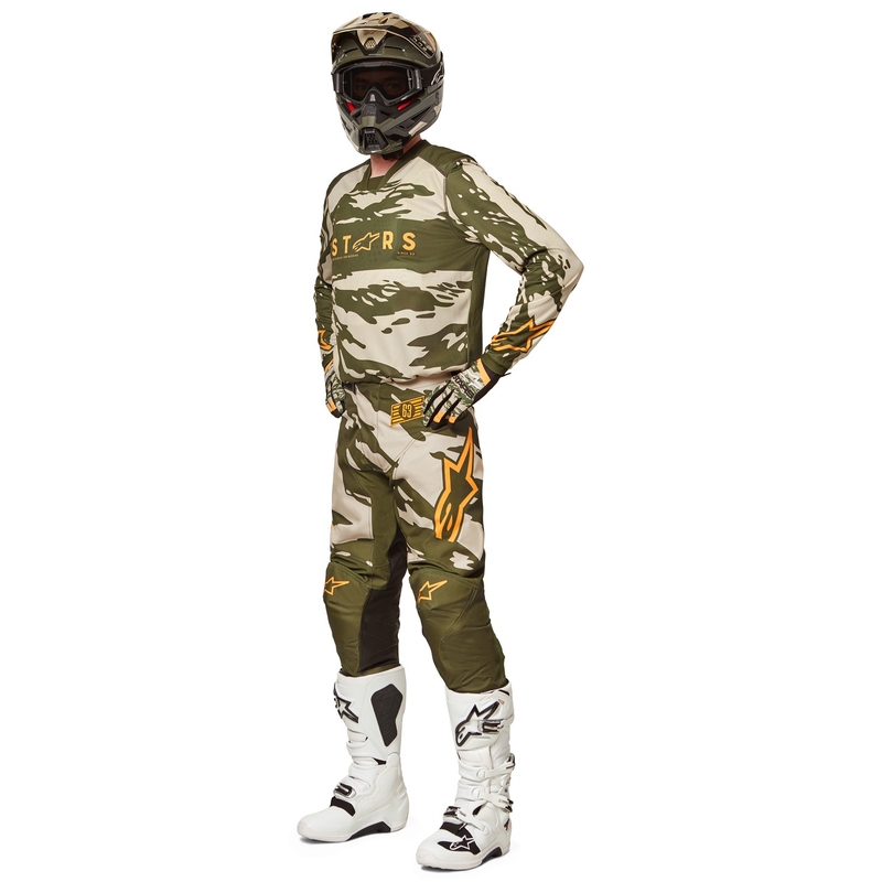 Maillot motocross niño Alpinestars Racer Tactical camo verde-beige-naranja