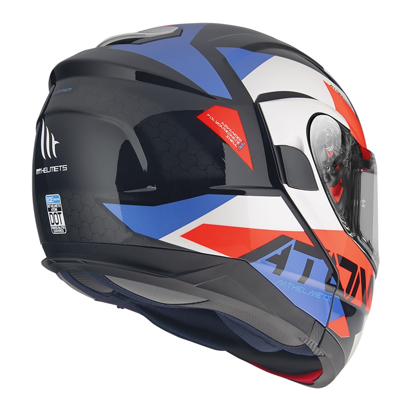 Casco de moto MT Atom SV W17 A7 negro-rojo-azul-blanco liquidación