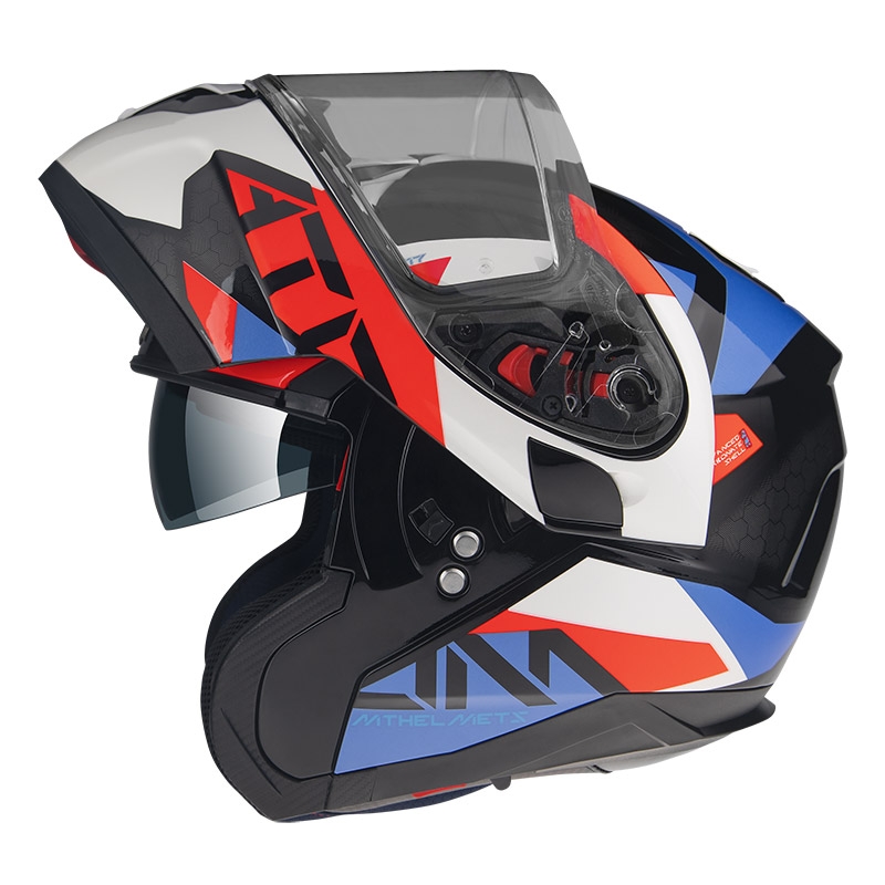 Casco de moto MT Atom SV W17 A7 negro-rojo-azul-blanco liquidación