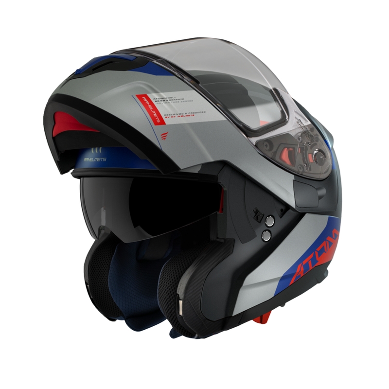Casco Moto Modular MT Atom SV Gorex C12 Negro-Gris-Azul-Rojo liquidación