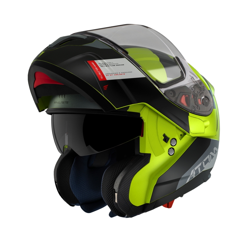 Casco Moto Modular MT Atom SV Gorex C3 Negro-Gris-Amarillo Fluo liquidación