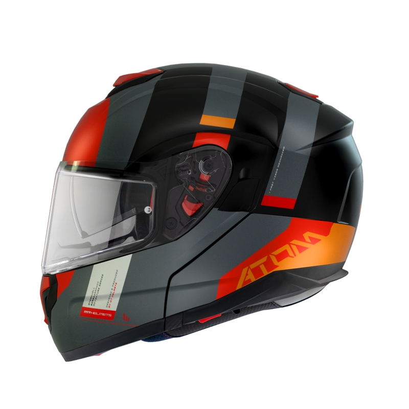 Casco de moto MT Atom SV Gorex B4 negro-gris-rojo-naranja tip-up liquidación