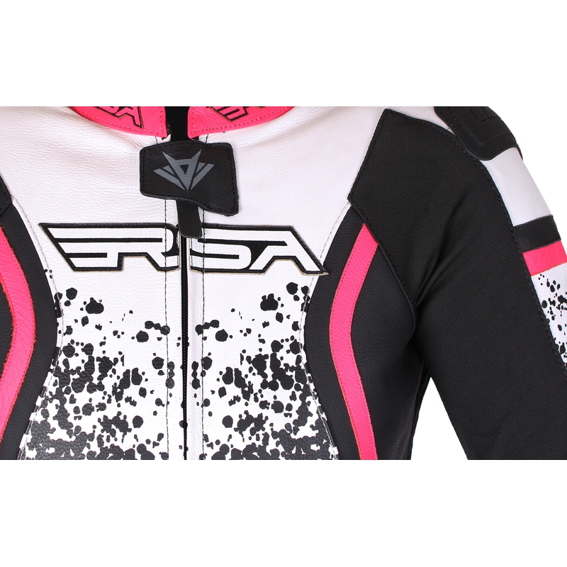 Mono de moto RSA GT2 para mujer, color negro, blanco y rosa fluorescente, en oferta. liquidación