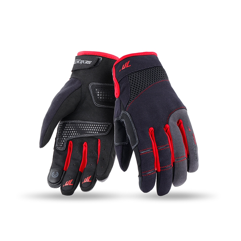 Guantes de moto SETENTA GRADOS SD-C48 negro y rojo