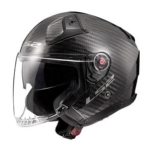 Casco de moto abierto LS2 OF603 Infinity II Carbon-06 negro brillo