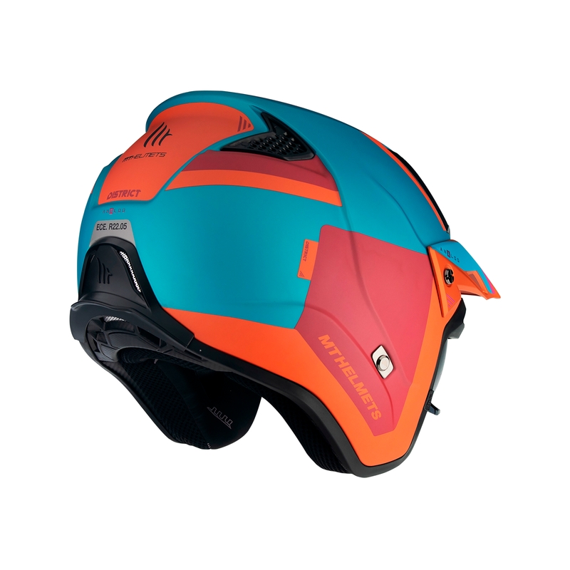 Casco de moto MT District SV Analog D24 open trials rojo-azul-naranja