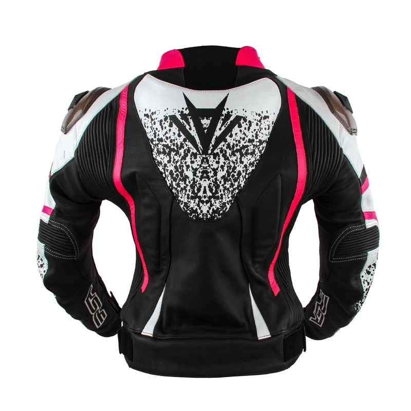 Dámská bunda na motorku RSA Flow III černo-bílo-fluo růžová výprodej