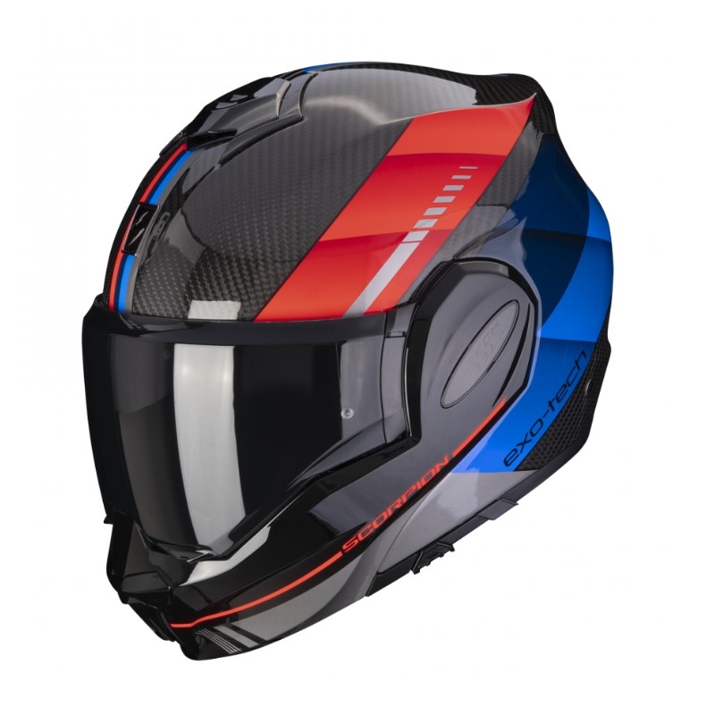 Casco modular Scorpion EXO-TECH EVO Carbon Genus negro-azul-rojo