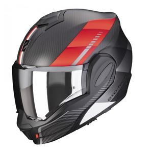Casco modular Scorpion EXO-TECH EVO Carbon Genus negro-rojo mate