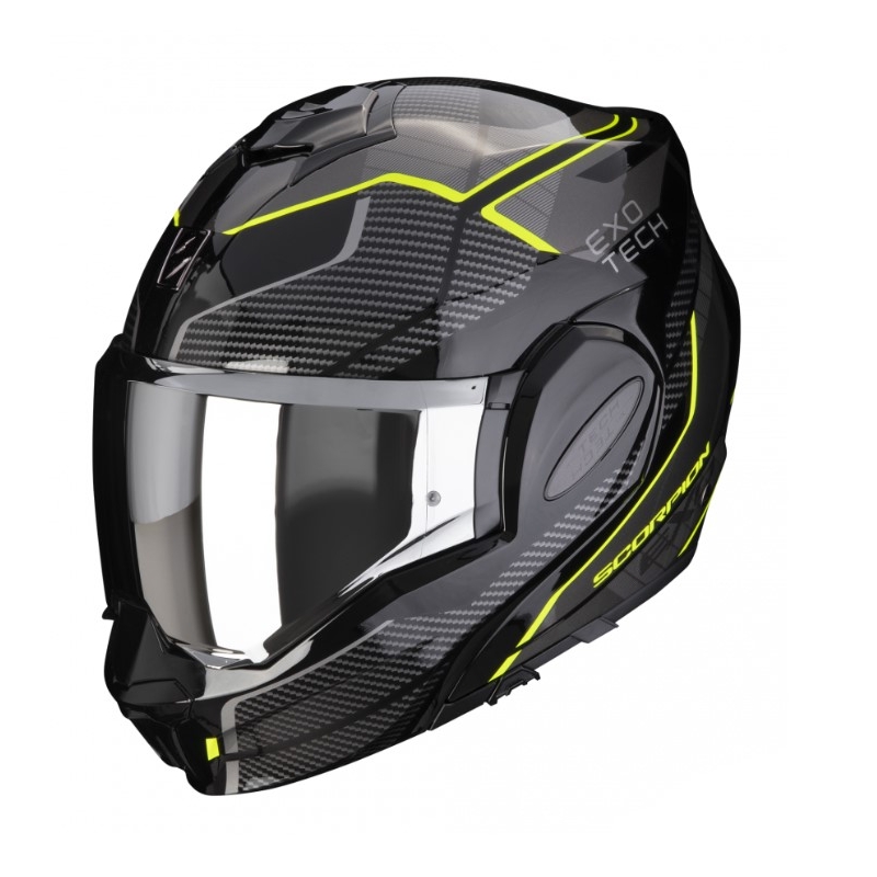 Casco abatible Scorpion EXO-TECH EVO ANIMO negro-gris-amarillo fluo liquidación