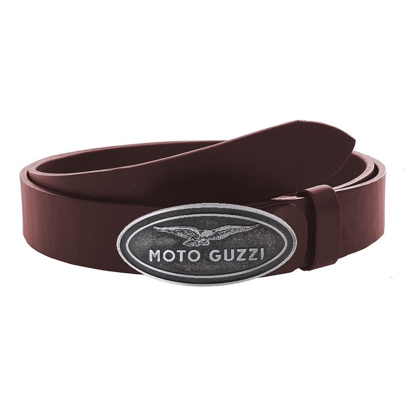 Moto Guzzi cinturón de cuero marrón con hebilla