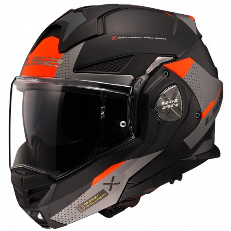 Casco de moto abatible LS2 FF901 Advant X Oblivion negro-rojo-titanio