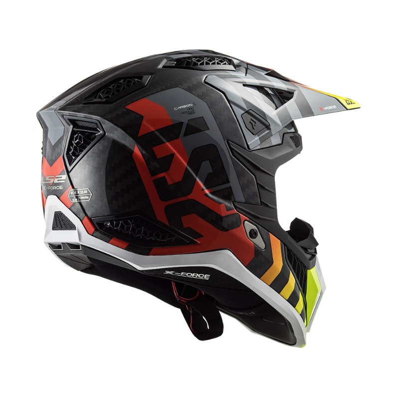 Casco de motocross LS2 MX703 C X-Force Barrier H-V negro-gris-rojo-amarillo