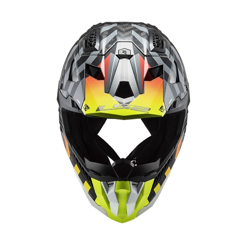 Casco de motocross LS2 MX703 C X-Force Barrier H-V negro-gris-rojo-amarillo