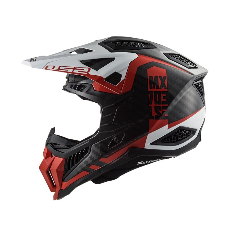Casco de motocross LS2 MX703 C X-Force Victory negro-rojo-blanco