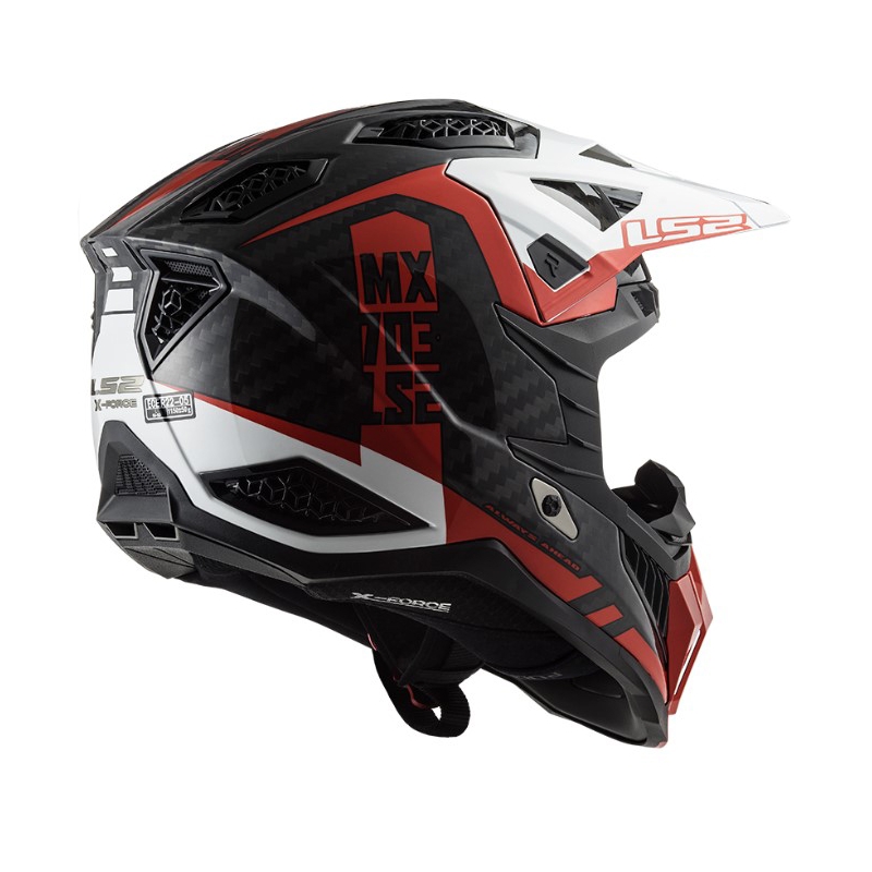Casco de motocross LS2 MX703 C X-Force Victory negro-rojo-blanco