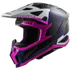 Casco de motocross LS2 MX703 C X-Force Victory negro-blanco-morado-rosa