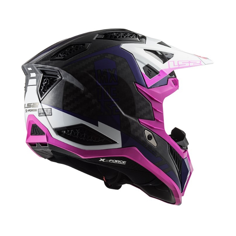 Casco de motocross LS2 MX703 C X-Force Victory negro-blanco-morado-rosa