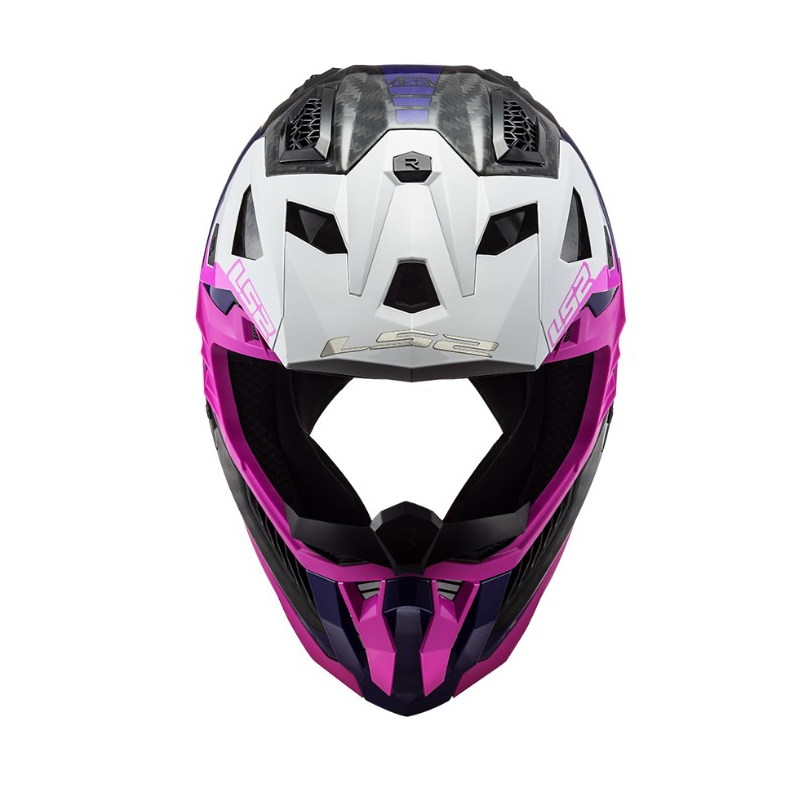 Casco de motocross LS2 MX703 C X-Force Victory negro-blanco-morado-rosa
