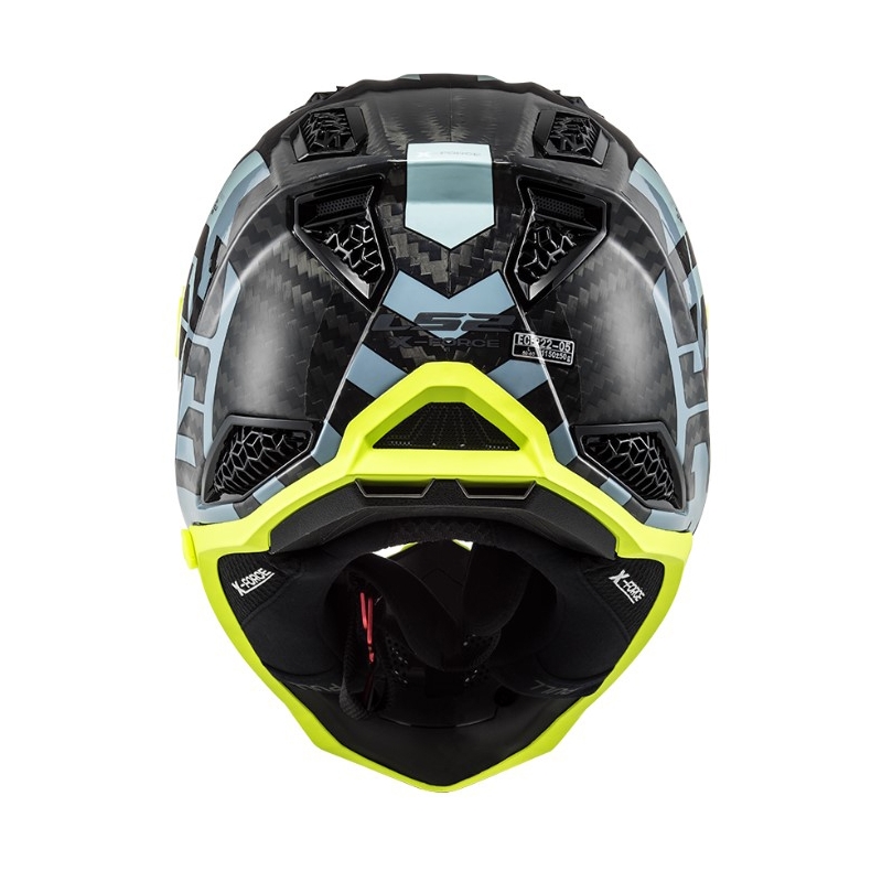Casco de motocross LS2 MX703 C X-Force Barrier negro-azul-amarillo fluo