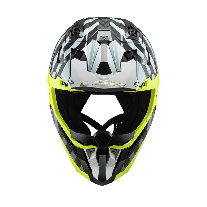 Casco de motocross LS2 MX703 C X-Force Barrier negro-azul-amarillo fluo