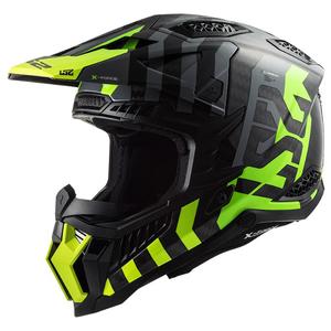 Casco de motocross LS2 MX703 C X-Force Barrier H-V negro-gris-amarillo fluo