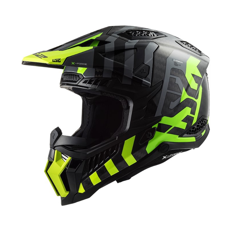 Casco de motocross LS2 MX703 C X-Force Barrier H-V negro-gris-amarillo fluo