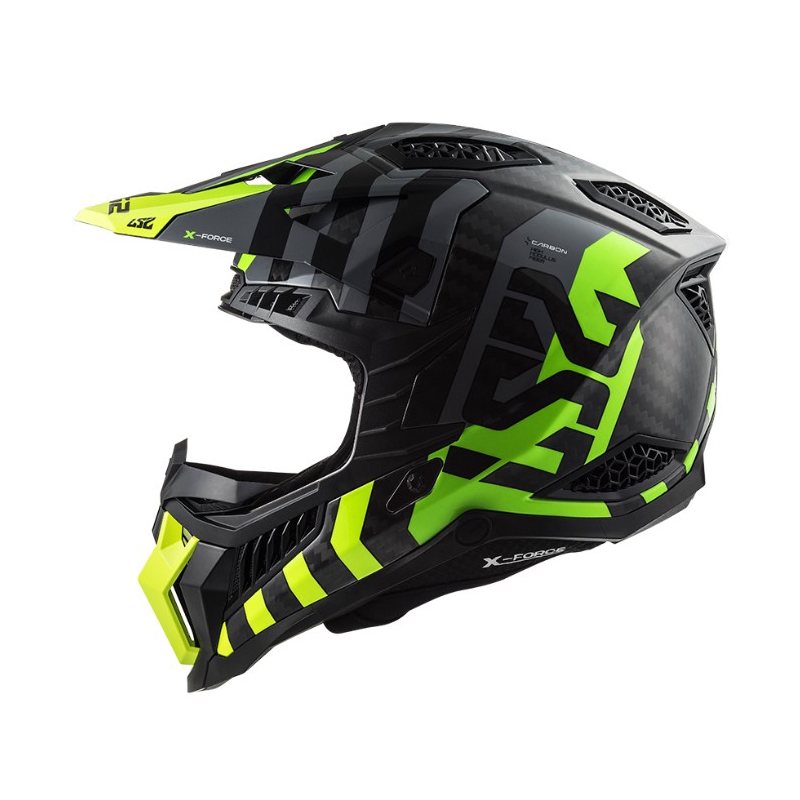 Casco de motocross LS2 MX703 C X-Force Barrier H-V negro-gris-amarillo fluo
