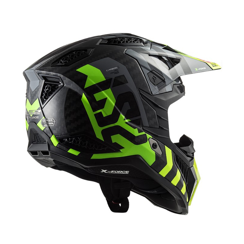 Casco de motocross LS2 MX703 C X-Force Barrier H-V negro-gris-amarillo fluo