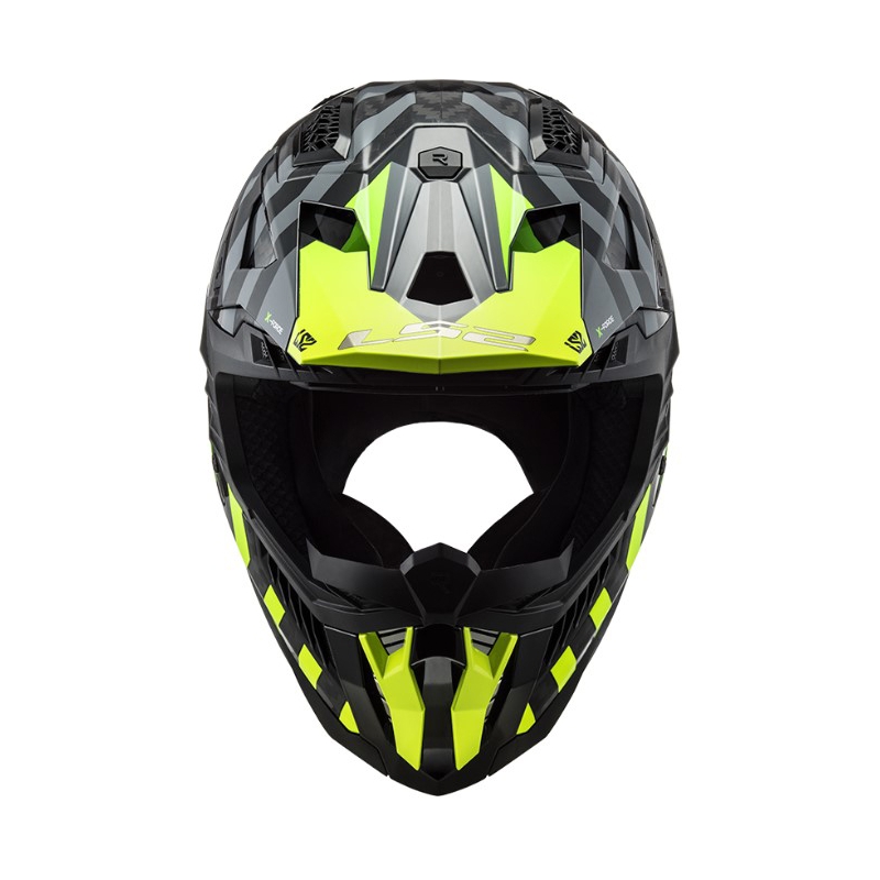 Casco de motocross LS2 MX703 C X-Force Barrier H-V negro-gris-amarillo fluo