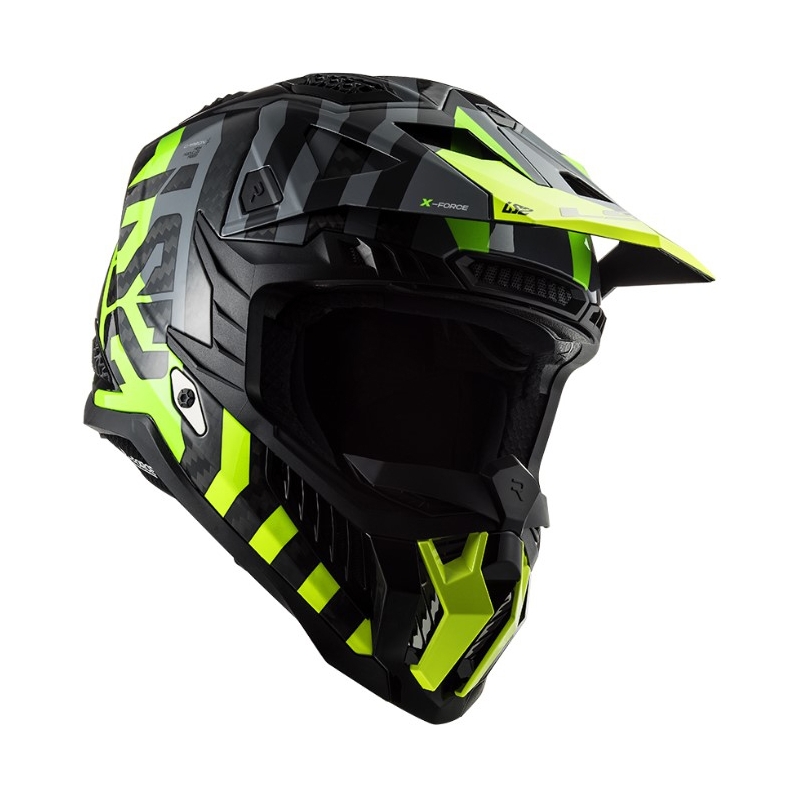 Casco de motocross LS2 MX703 C X-Force Barrier H-V negro-gris-amarillo fluo