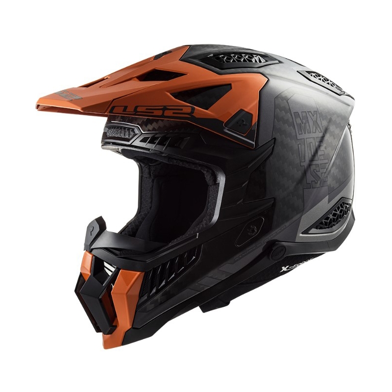 Casco de motocross LS2 MX703 C X-Force Victory negro-titanio-naranja