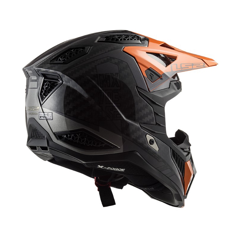 Casco de motocross LS2 MX703 C X-Force Victory negro-titanio-naranja