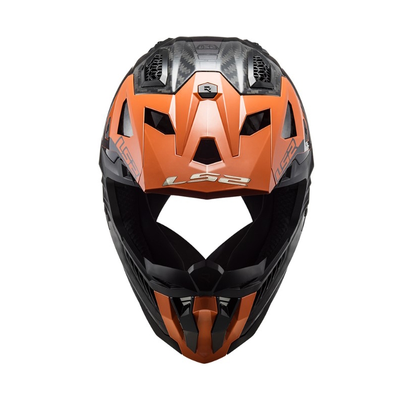 Casco de motocross LS2 MX703 C X-Force Victory negro-titanio-naranja