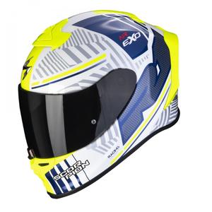 Casco integral Scorpion EXO-R1 EVO Air Victory blanco-azul-amarillo