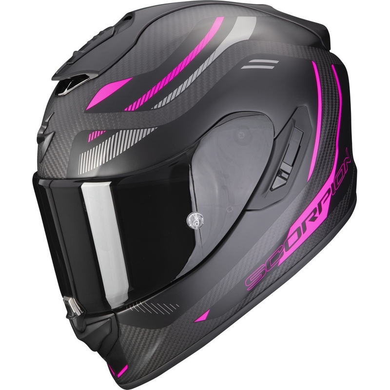 Casco de moto integral Scorpion EXO-1400 EVO Carbon Air Kydra negro-rosa