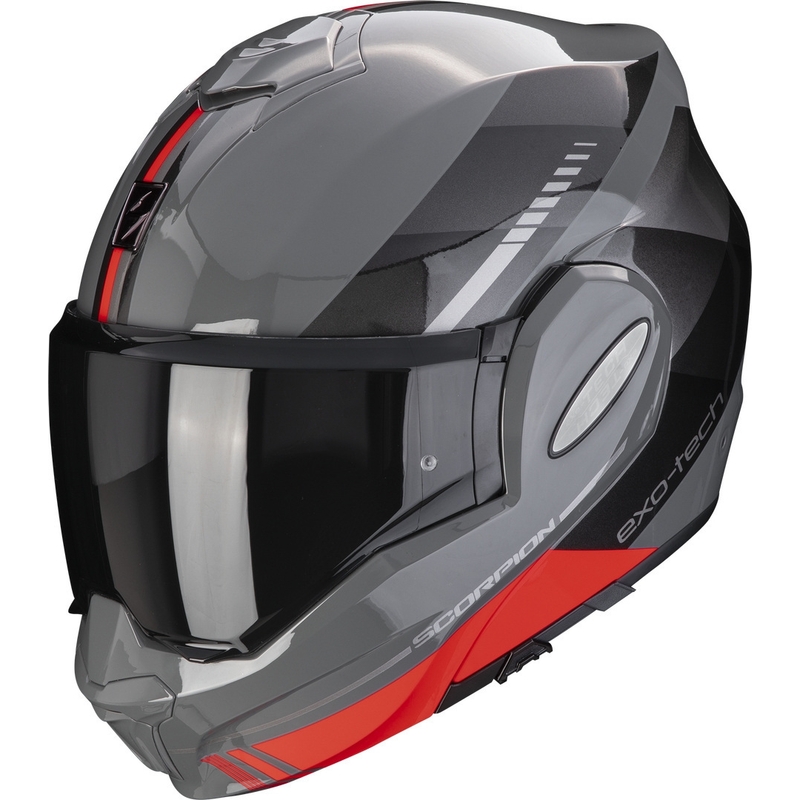 Casco de moto plegable Scorpion EXO-TECH EVO Genre gris-negro-rojo