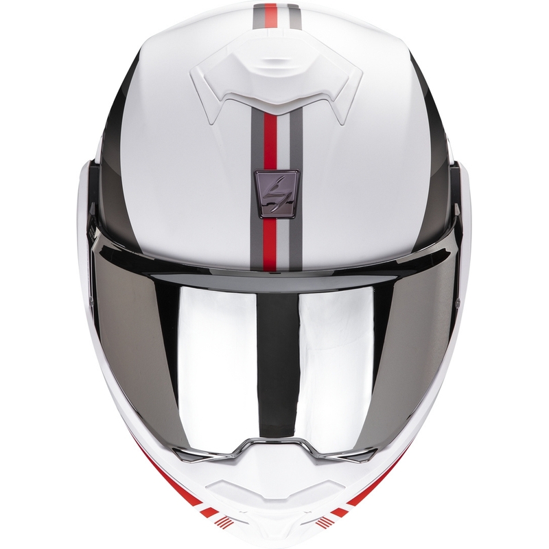Casco de moto plegable Scorpion EXO-TECH EVO Genre blanco-plata-rojo liquidación