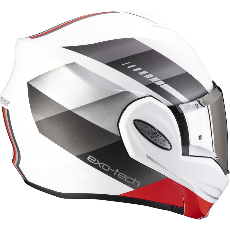 Casco de moto plegable Scorpion EXO-TECH EVO Genre blanco-plata-rojo liquidación