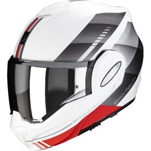 Casco de moto plegable Scorpion EXO-TECH EVO Genre blanco-plata-rojo