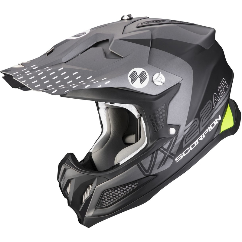 Casco de motocross Scorpion VX-22 Air Ares negro-plata mate